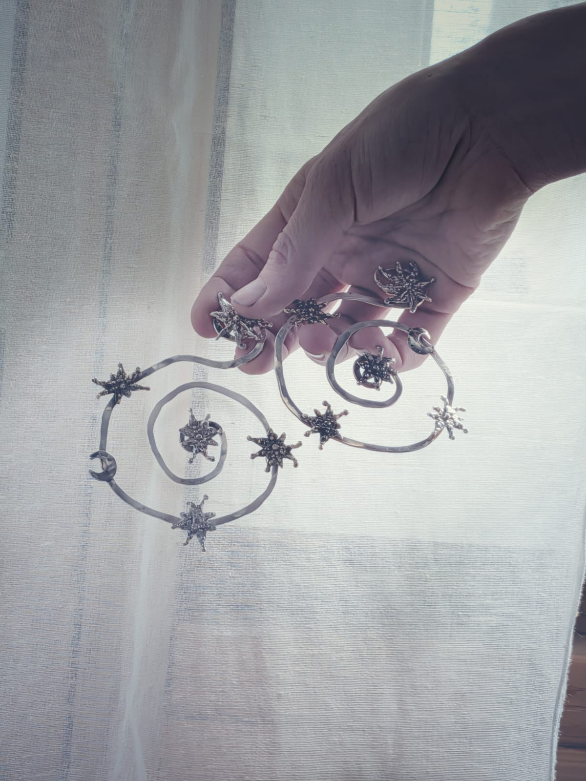 Silver Wander Star Cycle Earrings