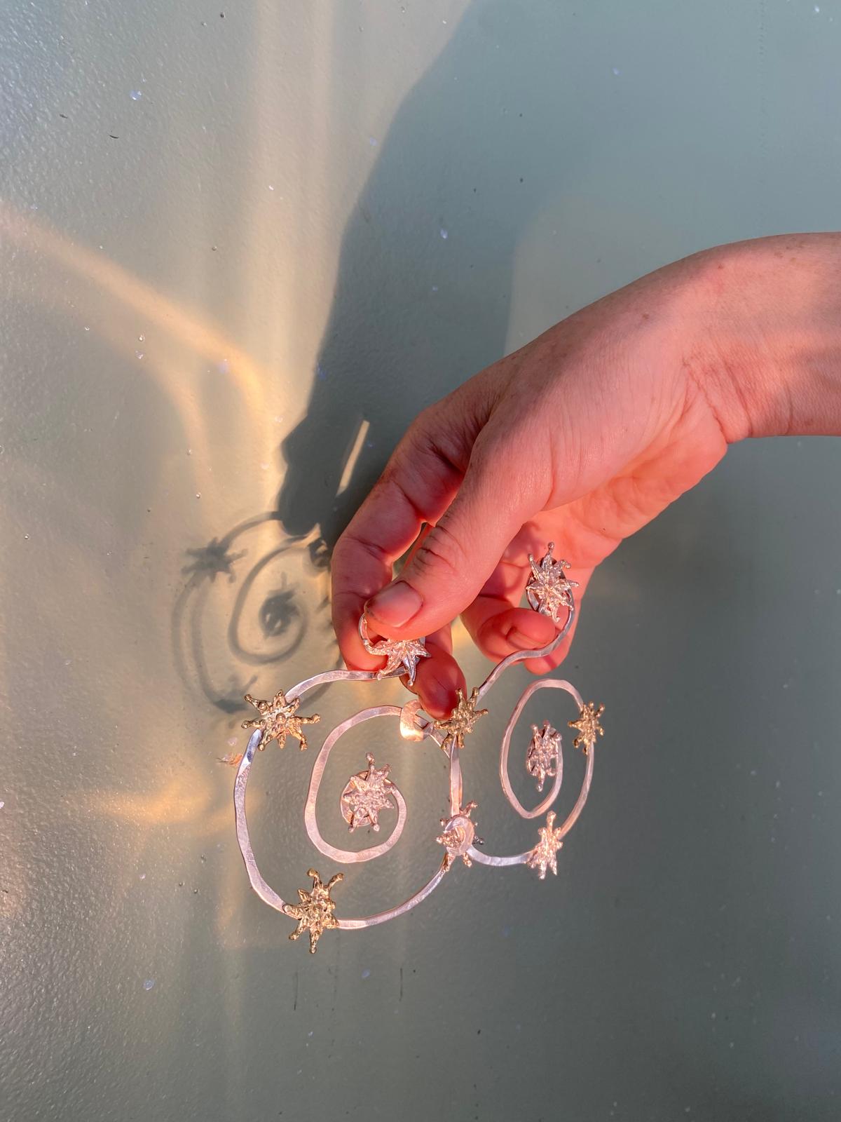 Silver Wander Star Cycle Earrings
