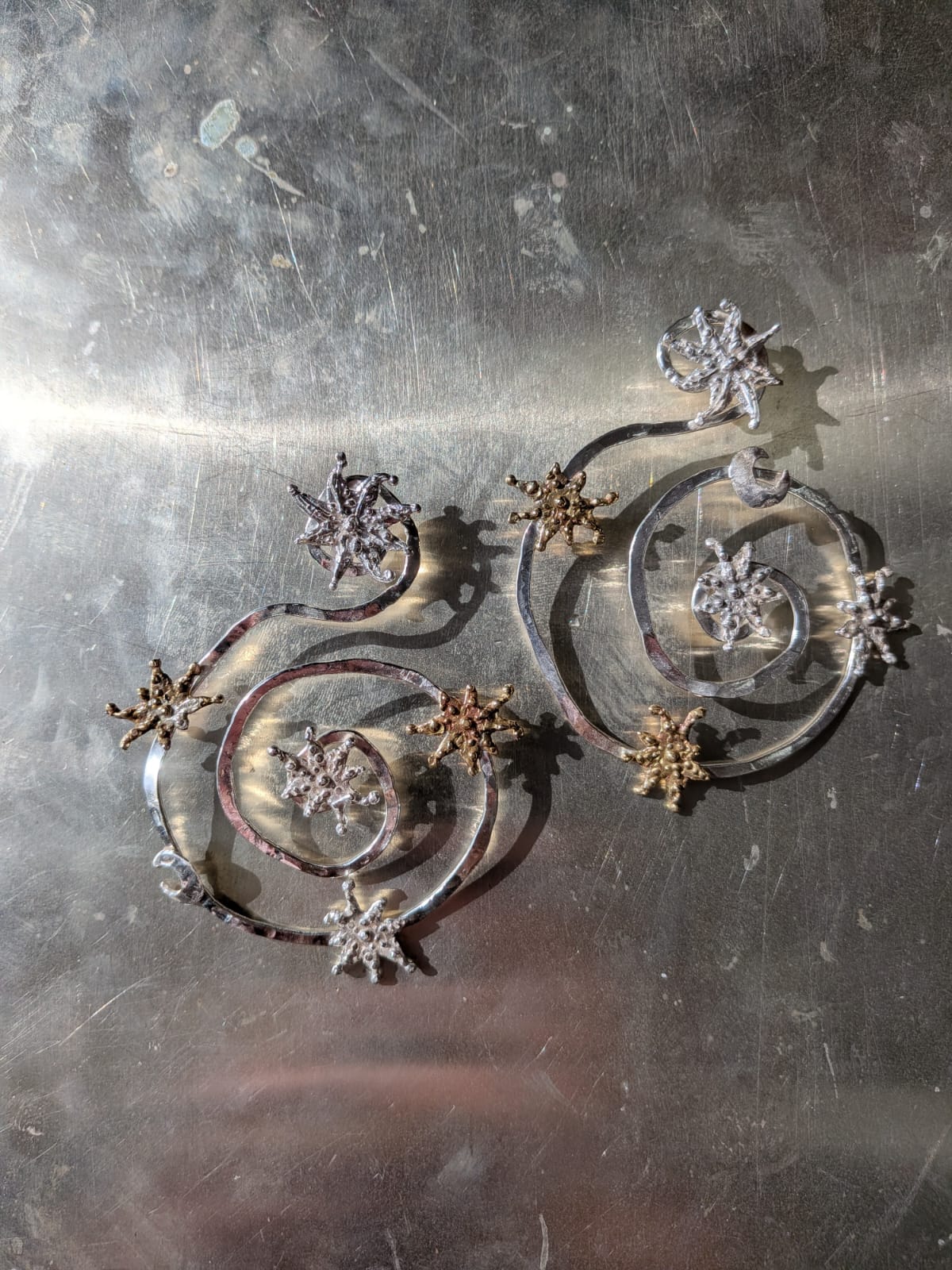 Silver Wander Star Cycle Earrings