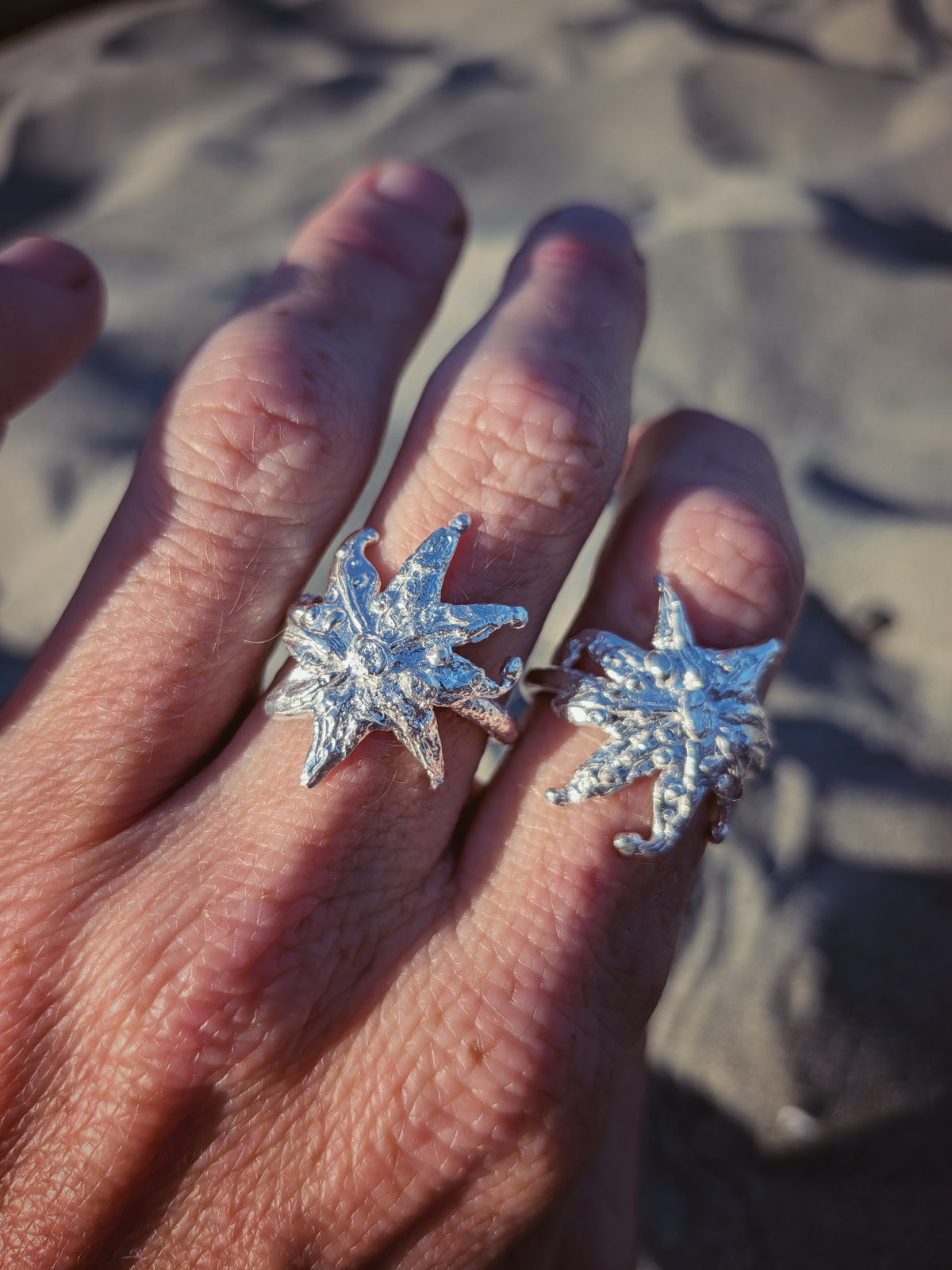 Silver cosmic sea ring
