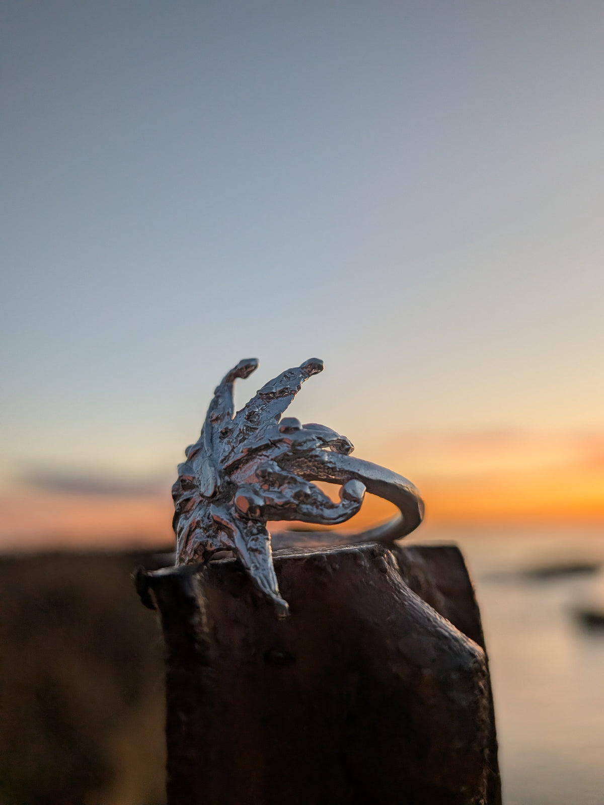 Silver cosmic sea ring